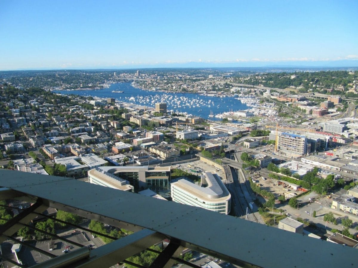 lake Union from space Needle, el lago Union desde Space Needle
