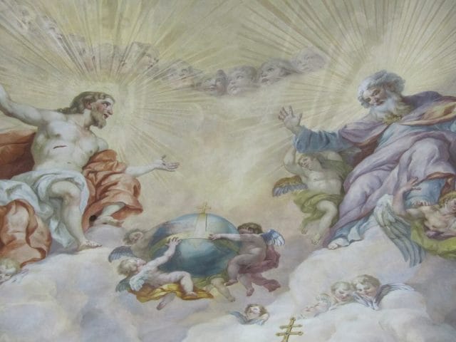 Dios y Jesús en la cúpula de San carlos borromeo de Viena