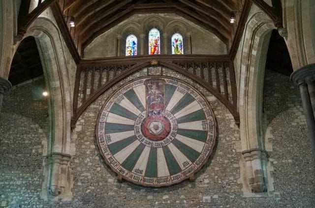 Great Hall Winchester, mesa redonda del rey Arturo, los caballeros de la mesa redonda