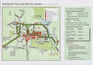 park and ride de Winchester mapa