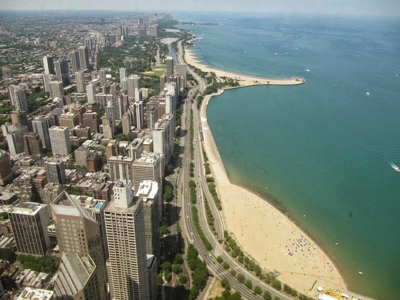 playa Chicago desde Torre Hancock 