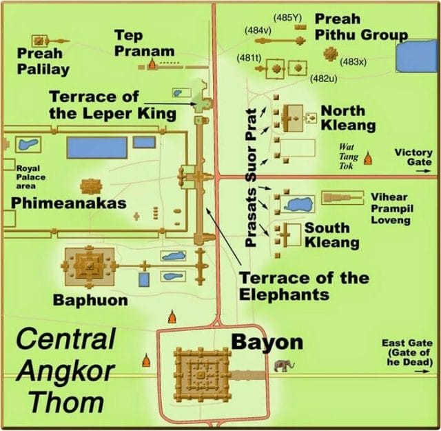 mapa de angkor thom, templos de angkor mapa, bayon