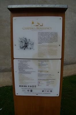 Castillo Dunois de Beaugency, letrero