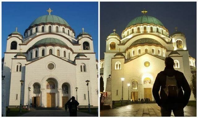 Catedral de San Sava iluminada