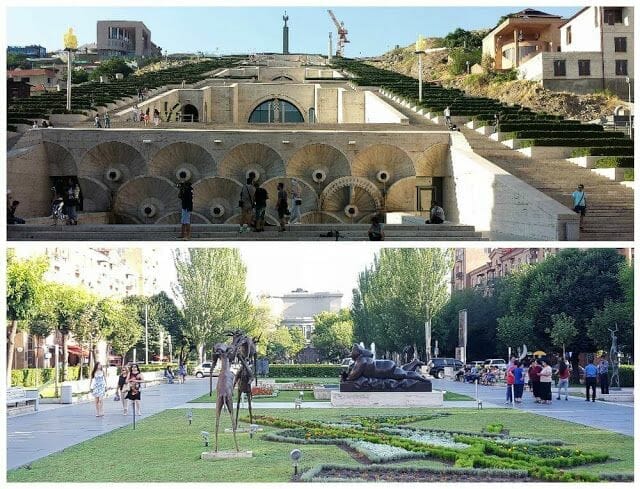 Av. de jardines en Erevan, Armenia