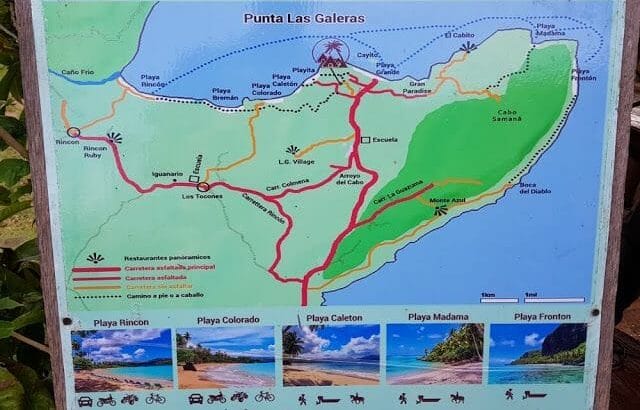 mapa con las playas que ver en Las Galeras