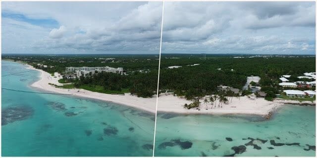 Playa punta cana dron desde el aire