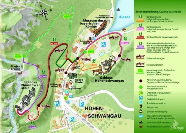 plano del Castillo de Hohenschwangau y alrededores