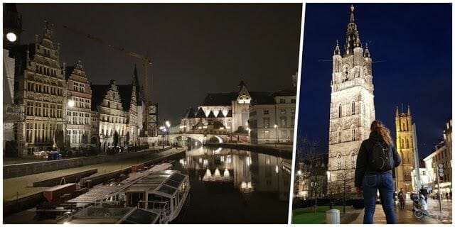 la ciudad iluminada por la noche - mejores free tours en Gante
