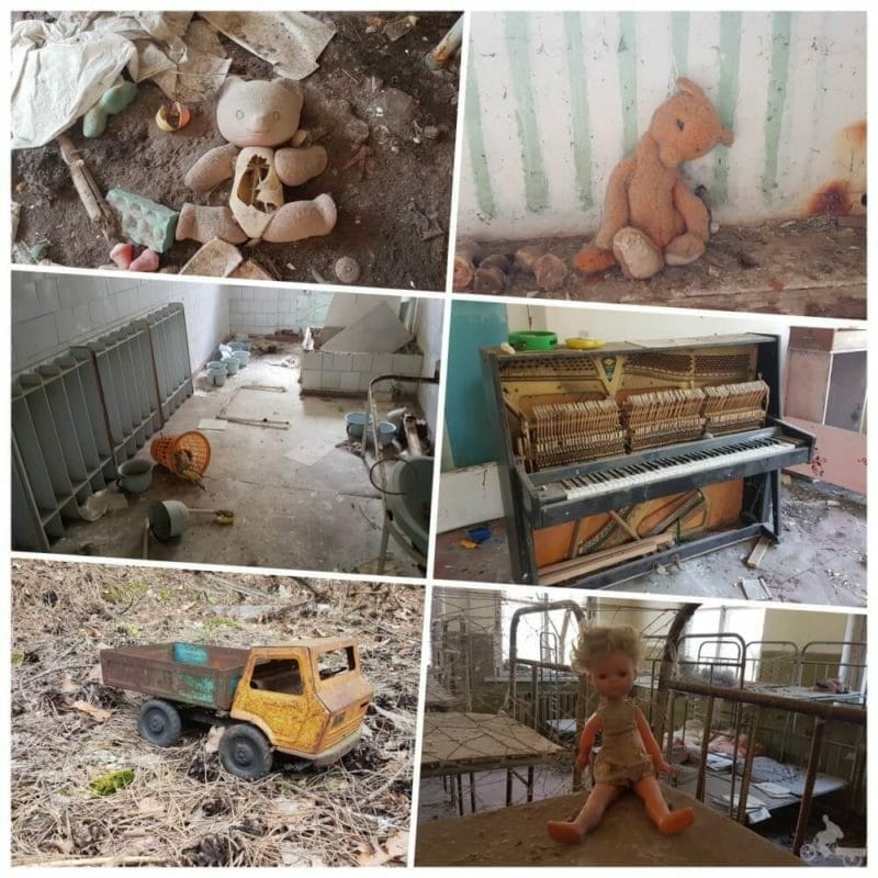 interiores edificios pripyat juguetes niños