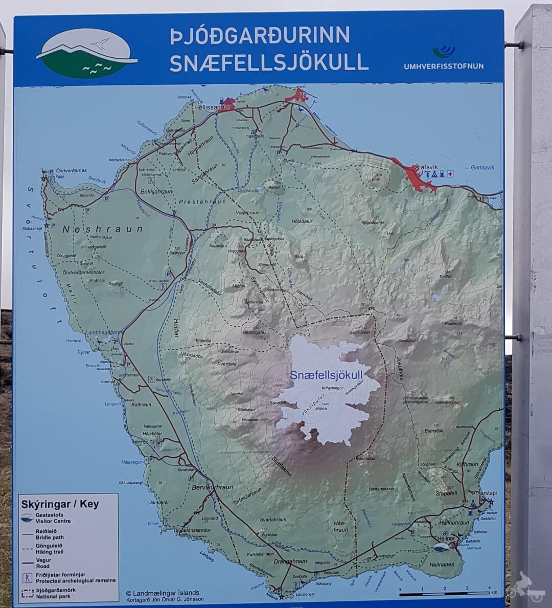 Peninsula Snaefellsness mapa