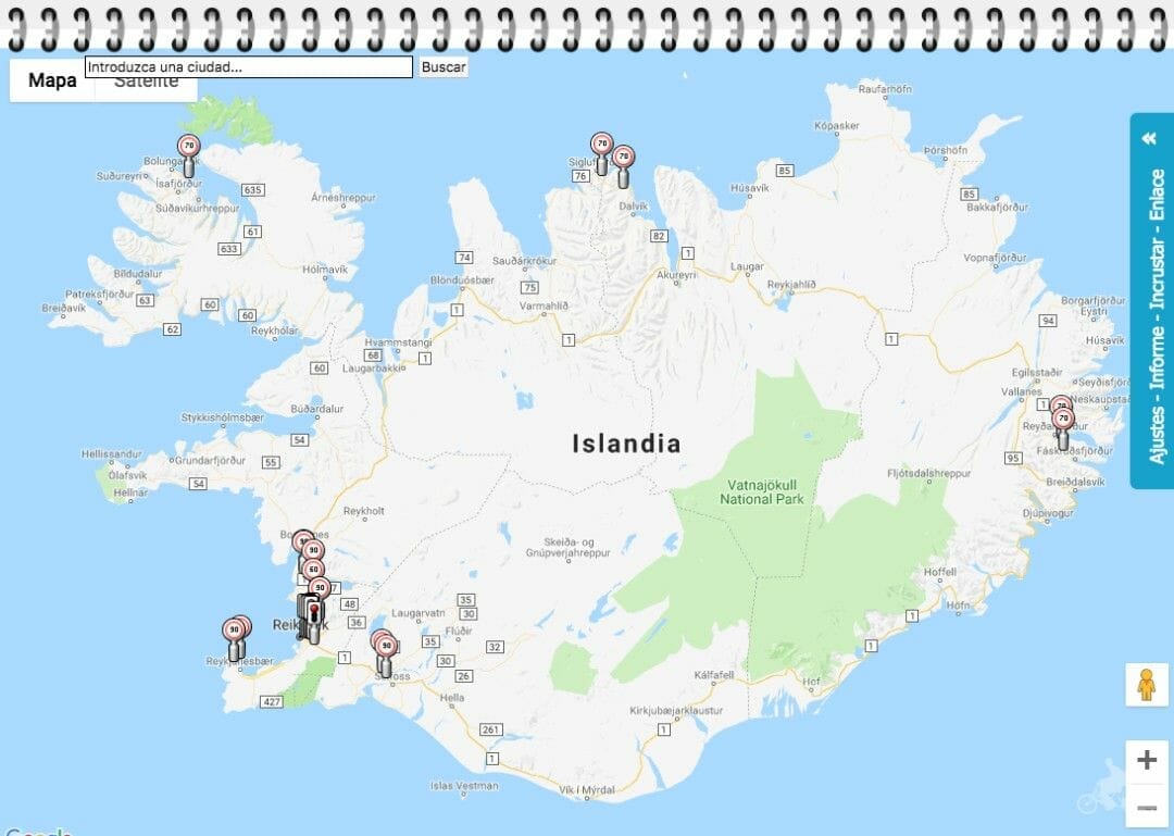mapa de radares en islandia