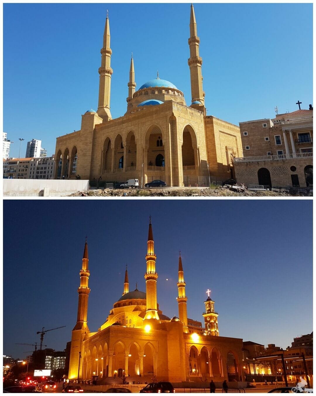 mezquita beirut día y noche