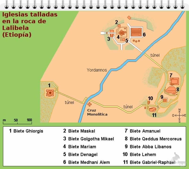 mapa iglesias lalibela etiopia