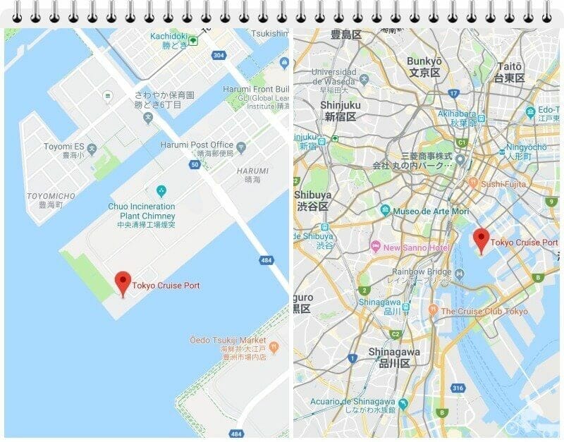 mapa puerto harumi tokio