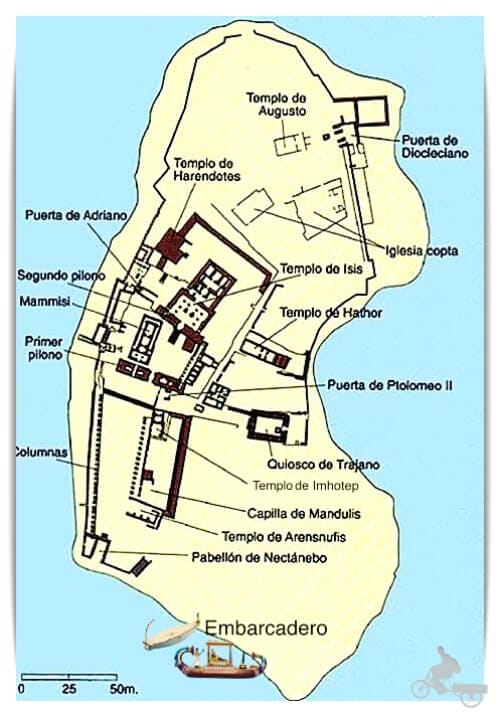 plano templo de Philae en Asuán