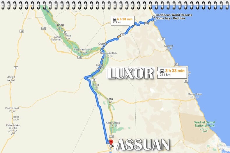 trayecto Assuan Luxor Hurghada del viaje a Egipto en 11 días