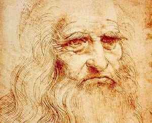 autorretrato de Leonardo da vinci en biblioteca