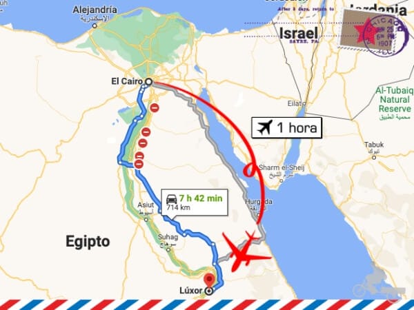 de El Cairo a Luxor en coche o avión