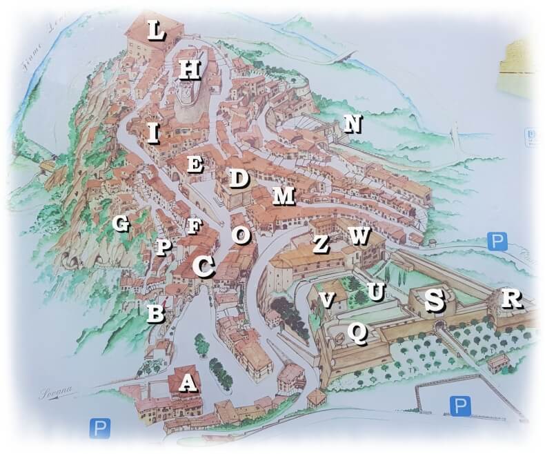 Mapa de Sorano, Italia