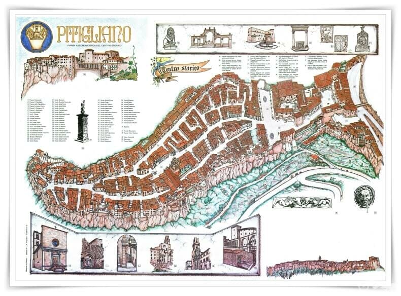 Mapa lugares a visitar en Pitigliano