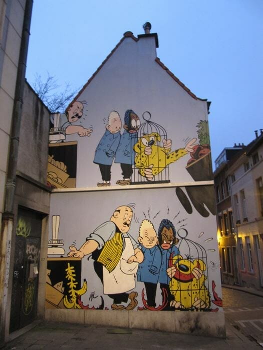 Mural Jijé - Blondin et Cirage - ruta murales del cómic en Bruselas