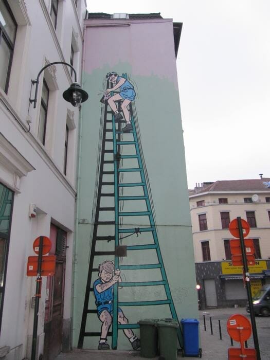 Mural Mitacq - La Patrulla de los Castores - ruta murales del cómic en Bruselas