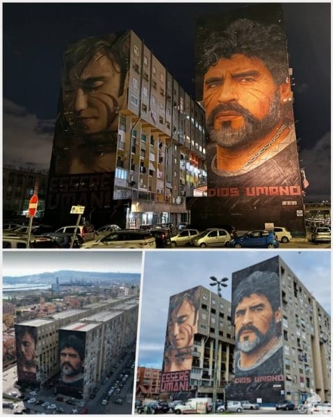 mural de Maradona de  Jorit en Napoles 