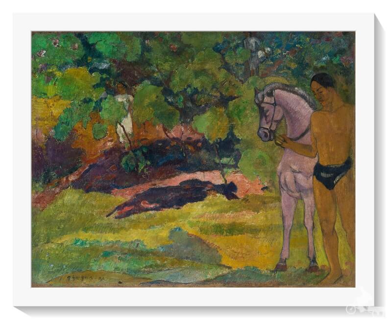 In the Vanilla Grove, Man and Horse (Dans la vanillère, homme et cheval) - Gauguin