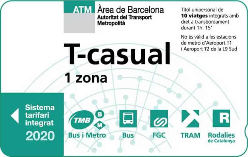 Tarjeta T-casual Barcelona
