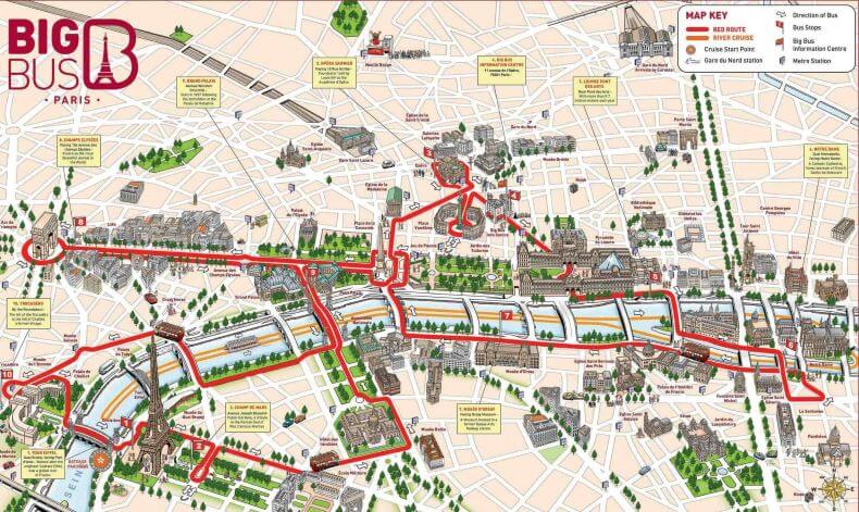 Mapa Ruta Bus Turístico París