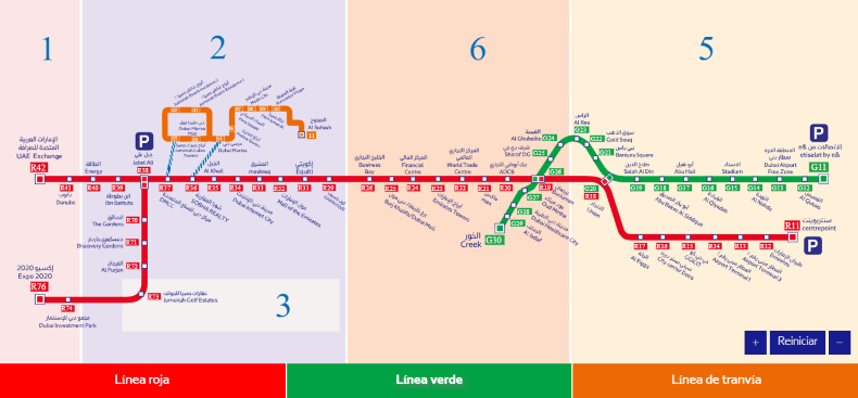 Lineas Metro y Tram Dubái