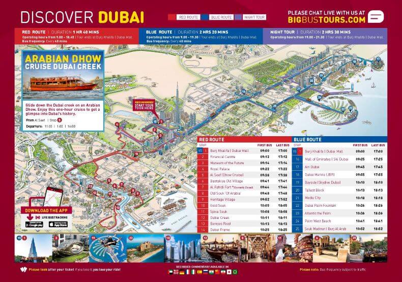 Mapa Bus Turístico Dubái