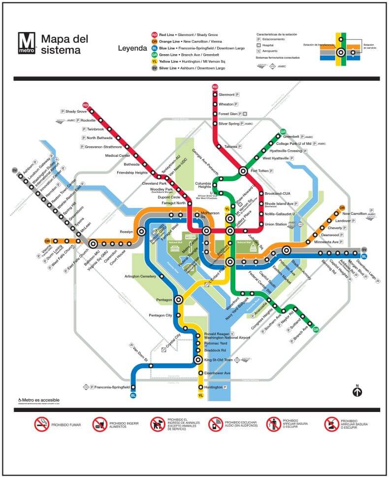 Mapa Metrorail Washington