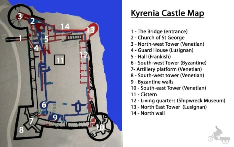 mapa castillo kyrenia